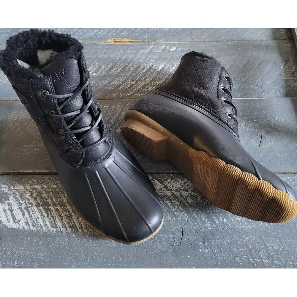 Sperry Leather Quilted Insulated Waterproof Sheepskin Duck Boots Women's Size 8M